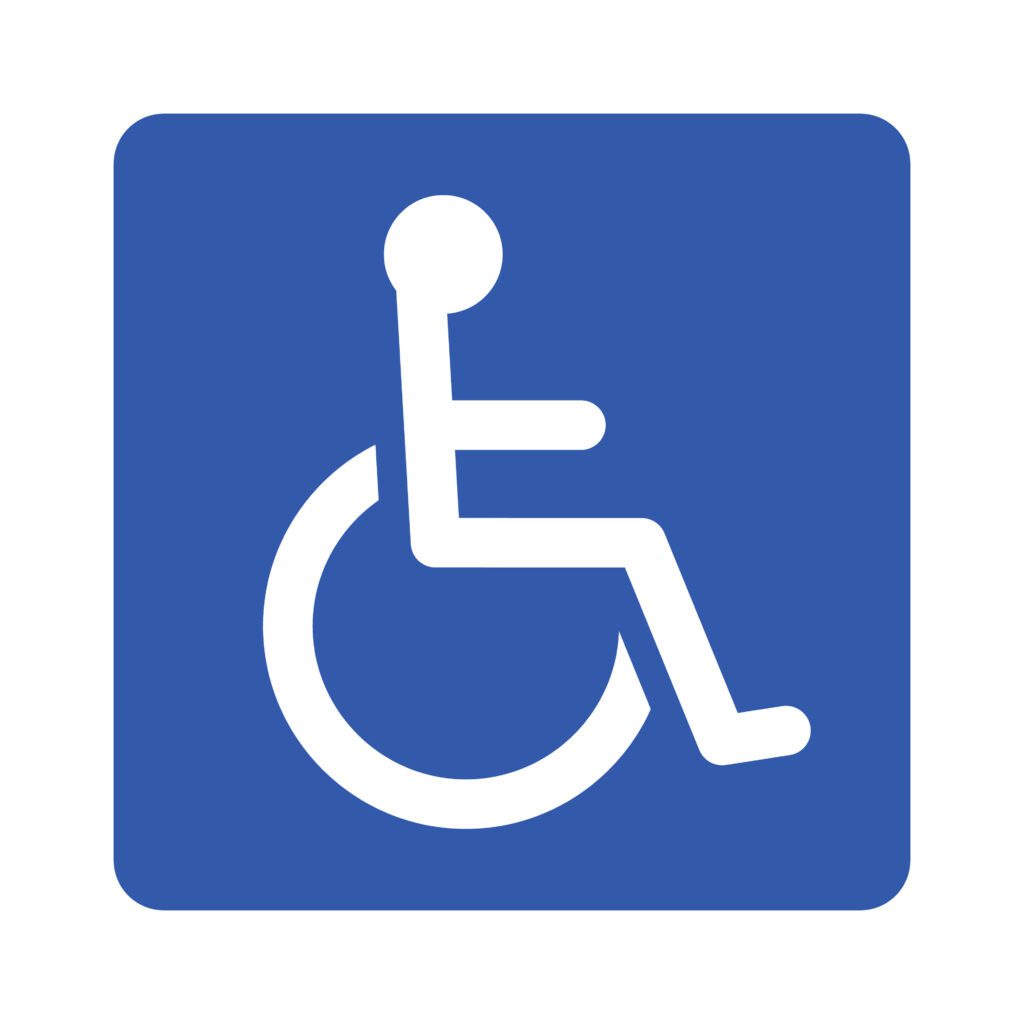 Wheelchair, handicapped or accessibility parking or access sign