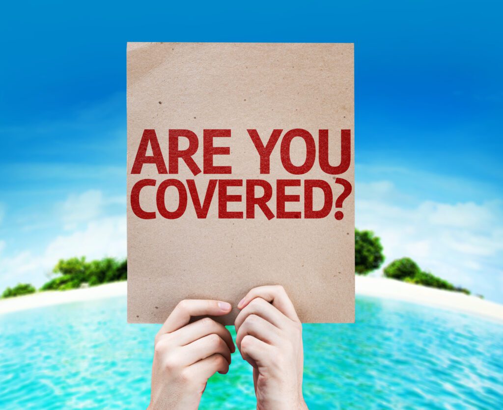Are You Covered? card with a beach backgroundAre You Covered? card with a vacation background